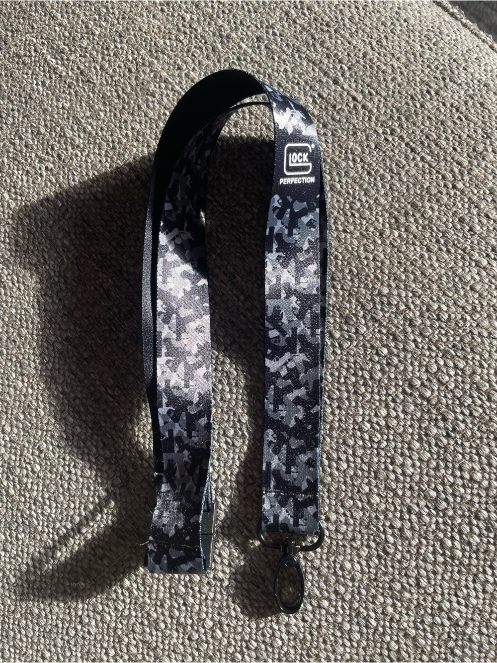 Glock Black & Gray Camouflage Lanyard with Metal Hook